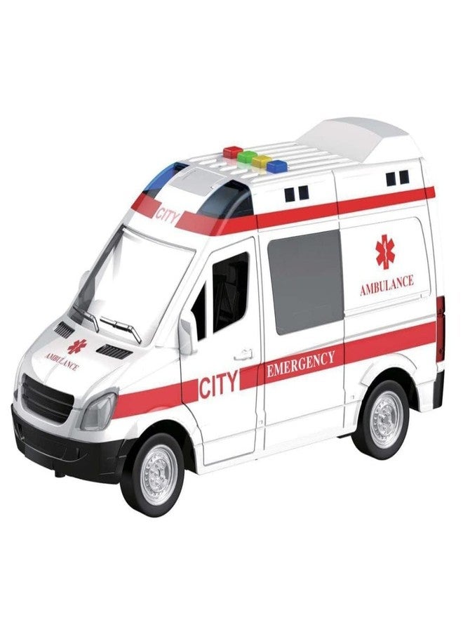 Arthasya Ambulance Toy Car with Light & Siren Sound Effects - Friction Powered Wheels & LED Lights - Heavy Duty Plastic Rescue Vehicle Toy for Kids & Childrens - Image 4